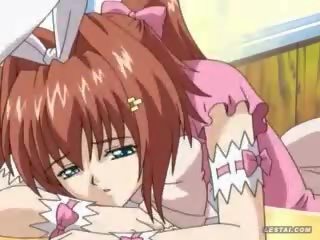 Mooi henti anime adolescent in bunny pak geramd