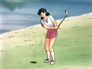 Hentai sweetie slo hund stil på den golf felt