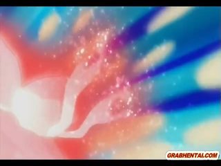 Mladý žena anime svůdnice sání peter a tvář stříkající připojenými opčními