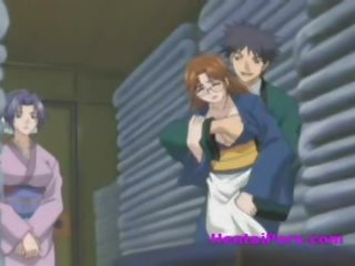 Krūtainas anime mīļš uzzina līdz zīst a johnson un orāls spermas izšāviens