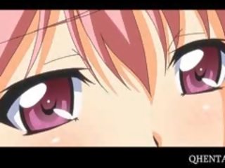 Pink haired anime school gurjak eats peter on knees