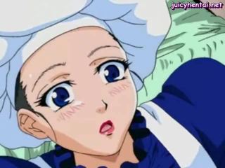 Nieśmiałe anime pokojówka sprawka ustny seks