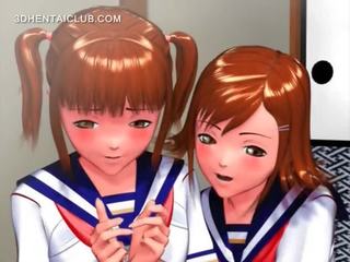 Rozkošný anime školačka odření ji vysokoškolačky pořádný píča