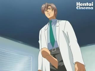 Hentai medico trwa jego ogromny chuj na zewnątrz z jego spodnie i