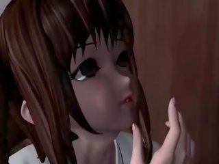 Naughty animated schoolgirl teasing dong