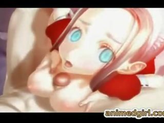 魅力的な 3d エロアニメ メイド tittyfucked と cummed 上の 顔