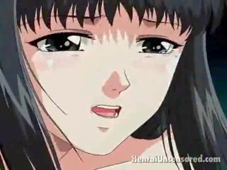Gjatë flokë e zezë flokë anime i rritur video e lezetshme duke i dhënë kokë punë dhe duke pasur mora hedhur për t'u dukur pozitë