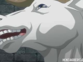 Animen lady körd av häst gigantisk