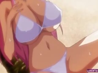 Duży titted hentai bogini w bikini dostaje pieprzony