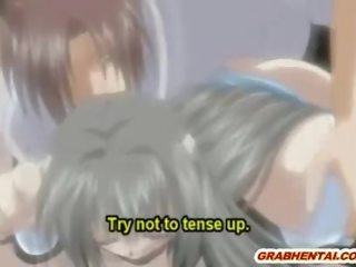 Hentai gets shoved fingers in her ass and deep assfucked