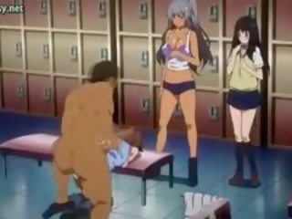 Liels meloned anime paklīdusi sieviete izpaužas paberzējot un fucked