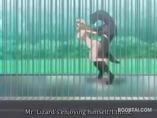 Mamalhuda anime miúda conas pregado difícil por monstro em o zoo
