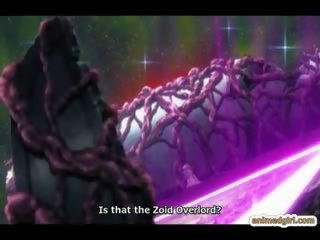 Suur rind anime tabatud ja poked poolt tentacles koletis