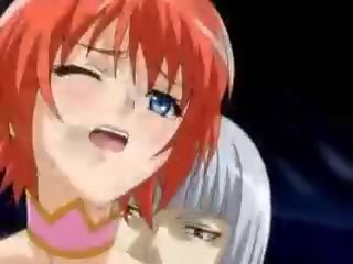 Pretty anime redhead getting jizz on her face
