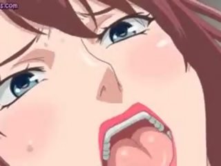 Anime harlot wird mund gefüllt mit sperma
