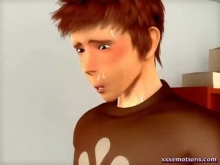 Animasi perempuan cabul nikmati anal mainan dan mendapat ejakulasi di wajah