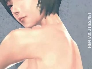 Anime vajzë e pacipë duke thithur manhood në dush