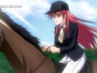 Telanjang menawan anime si rambut merah dalam tegar anime adegan