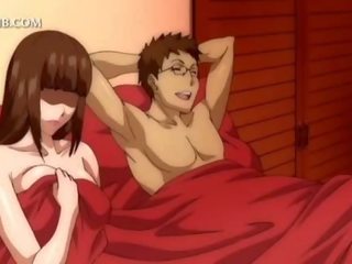 3d hentai elskling blir fitte knullet opp skjørtet i seng