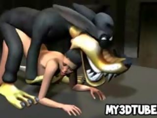 Glorious 3d kartun brunette beauty gets fucked by a wolf
