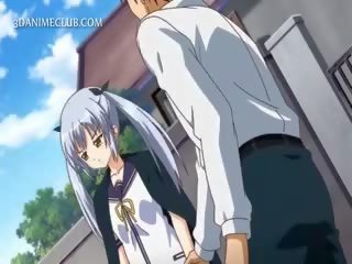 Apdullinātas anime skola deity licking putz uz tuvplāns