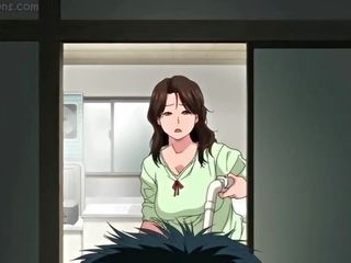 Duży boobed anime mamuśka dostaje rubbed