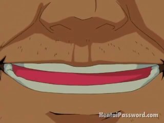 Séduisant l'anime nana suçage une massif dong en plein air