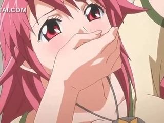 Merah jambu berambut anime kecantikan faraj fucked terhadap yang