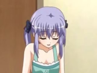 Shy Anime Doll In Apron Jumping Craving manhood In Bed