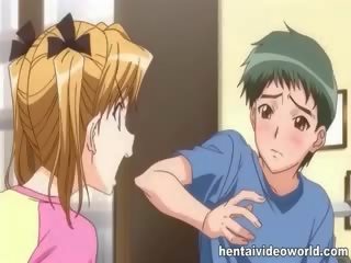 Remaja muda perempuan dalam seluar jari anime faraj